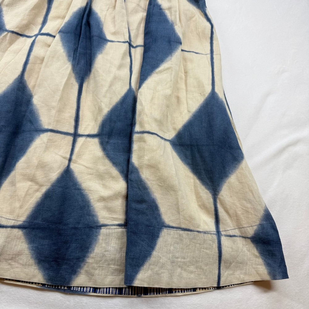 Anthropologie Maeve Halter Midi Dress Blue White Tie Dye Diamond Mixed Print - Picture 3 of 16